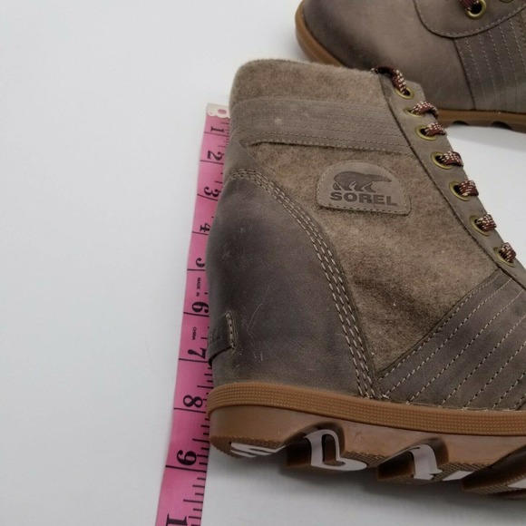 Sorel Women's Lexie Wedge Khaki II Winter Ankle Boots NL3778-297 Size 10 - Picture 8 of 11